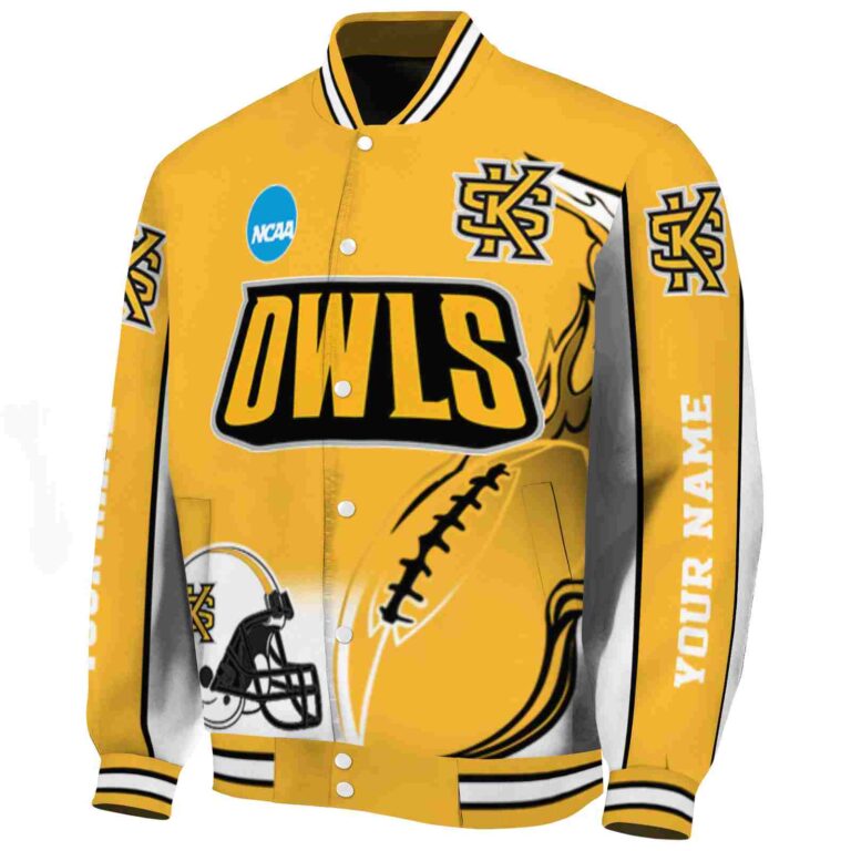 customized kennesaw state owls flaming football gold white jacket best selling jacketwow