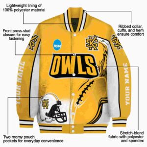 customized kennesaw state owls flaming football gold white jacket new arrival jacketwow