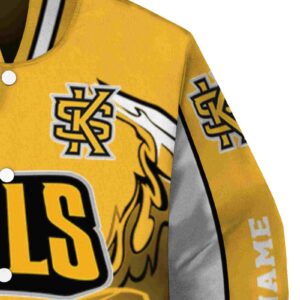 customized kennesaw state owls flaming football gold white jacket premium grade jacketwow