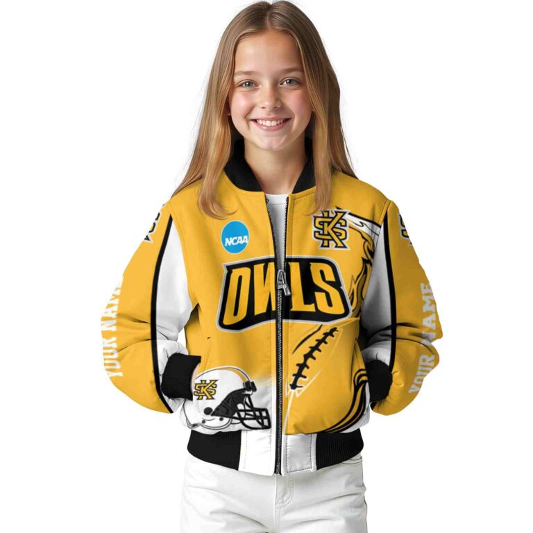 customized kennesaw state owls flaming football gold white jacket top rated jacketwow