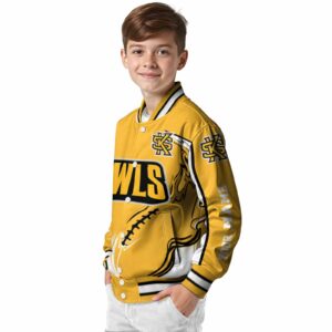 customized kennesaw state owls flaming football gold white jacket trendy jacketwow
