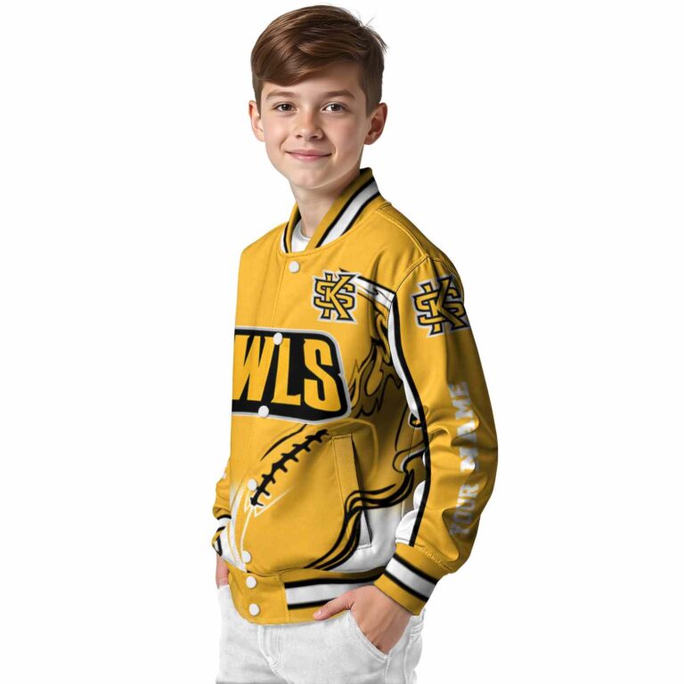 customized kennesaw state owls flaming football gold white jacket trendy jacketwow