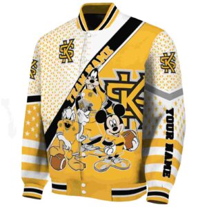 customized kennesaw state owls mickey donald goofy gold white jacket best selling jacketwow