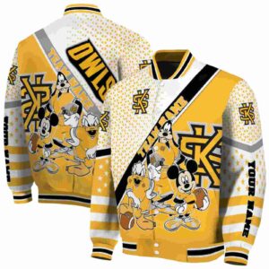 customized kennesaw state owls mickey donald goofy gold white jacket fashion forward jacketwow