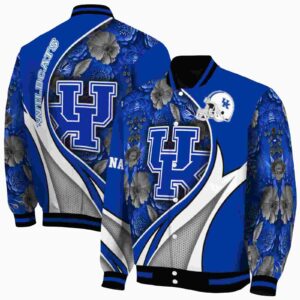 customized kentucky wildcats floral print blue jacket fashion forward jacketwow