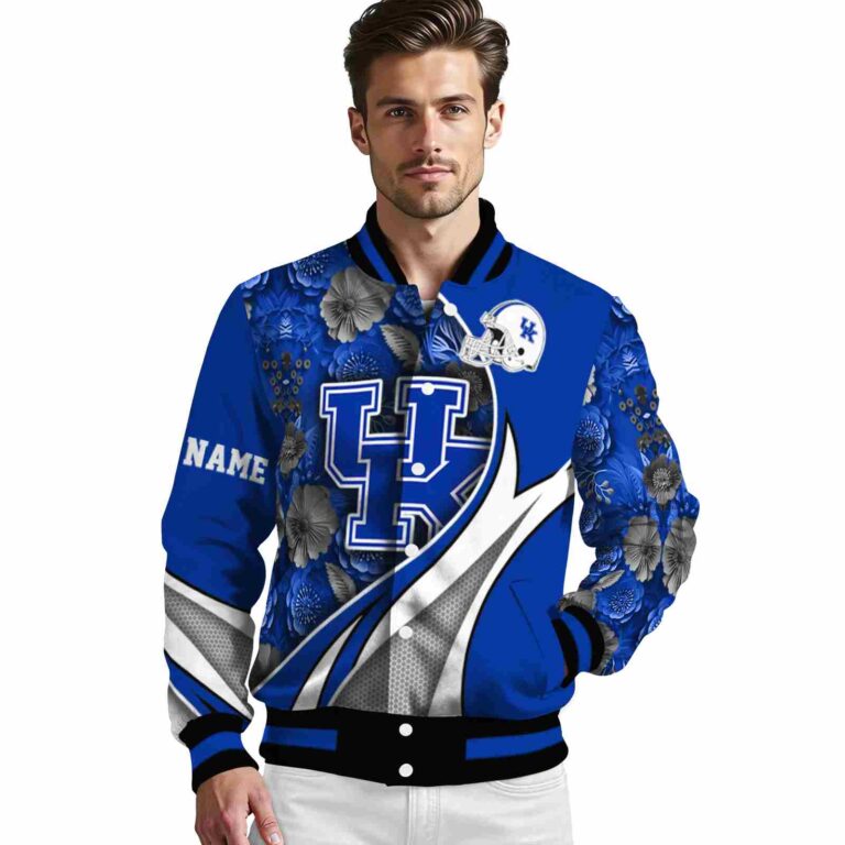 customized kentucky wildcats floral print blue jacket high quality jacketwow