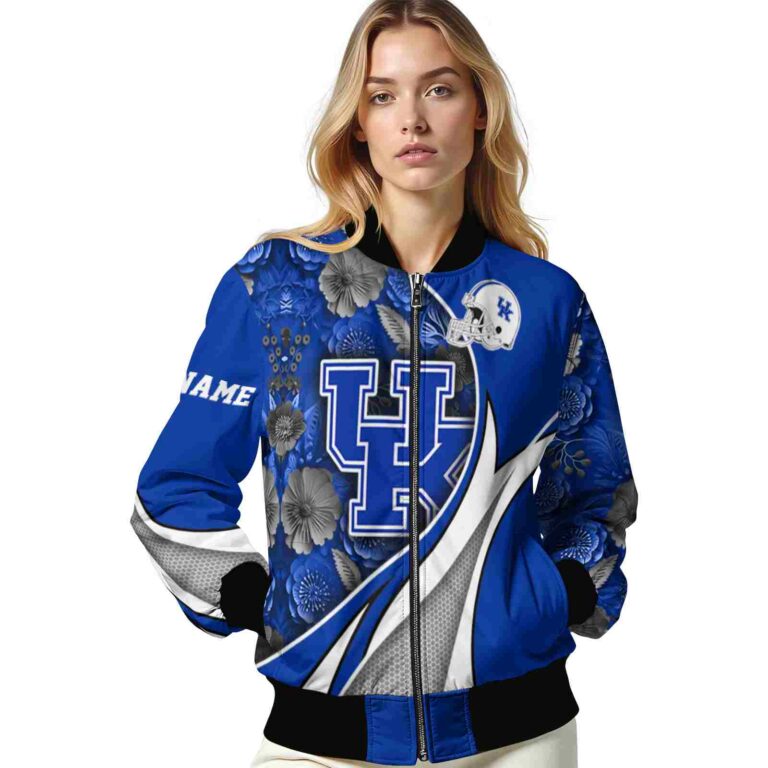 customized kentucky wildcats floral print blue jacket latest model jacketwow