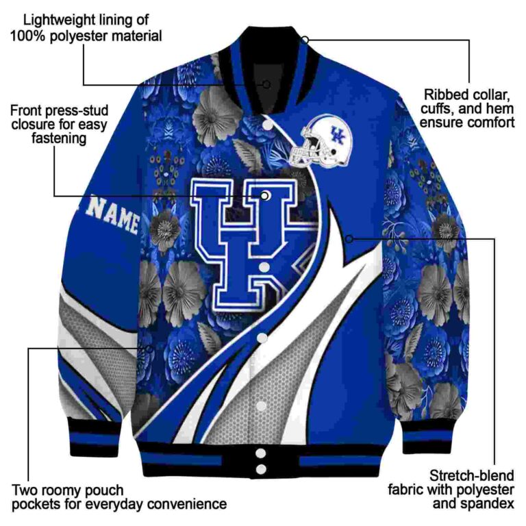 customized kentucky wildcats floral print blue jacket new arrival jacketwow