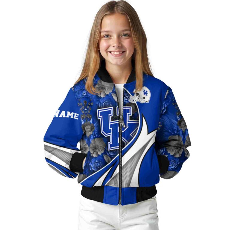 customized kentucky wildcats floral print blue jacket top rated jacketwow