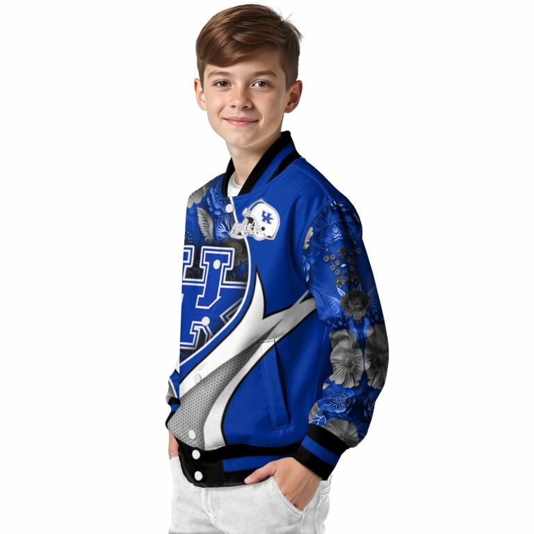 customized kentucky wildcats floral print blue jacket trendy jacketwow