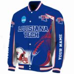 customized la tech flaming football blue white jacket best selling jacketwow