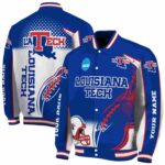 customized la tech flaming football blue white jacket best selling jacketwow