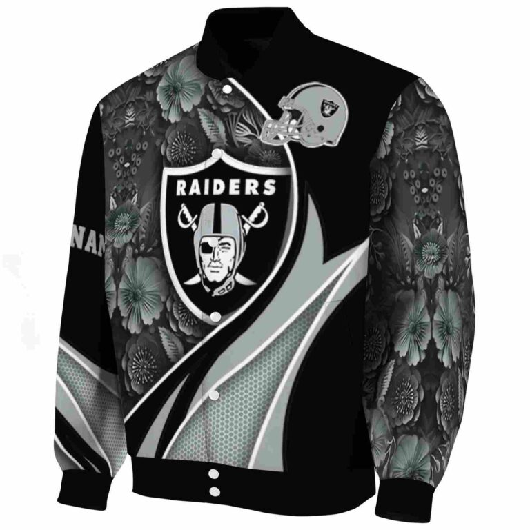 customized las vegas raiders floral print black jacket best selling jacketwow