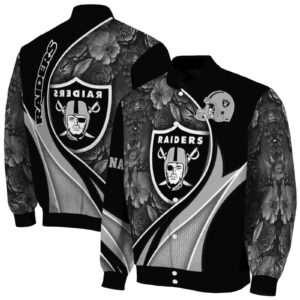 customized las vegas raiders floral print black jacket fashion forward jacketwow