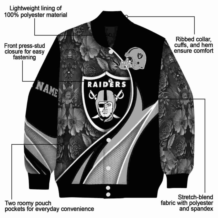 customized las vegas raiders floral print black jacket new arrival jacketwow