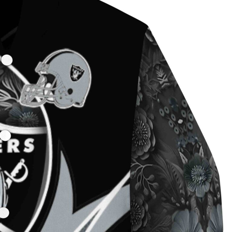 customized las vegas raiders floral print black jacket premium grade jacketwow