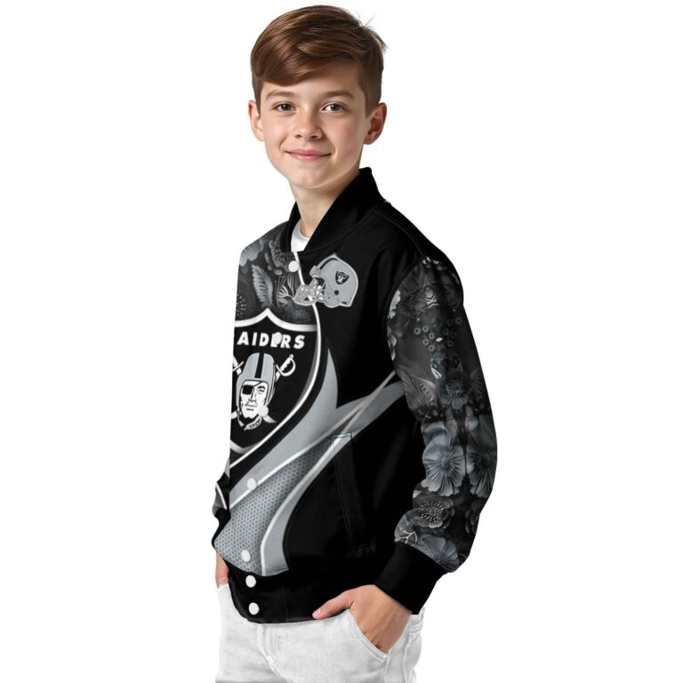 customized las vegas raiders floral print black jacket trendy jacketwow