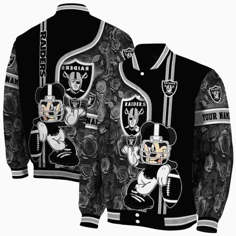 customized las vegas raiders rose mickey black jacket fashion forward jacketwow