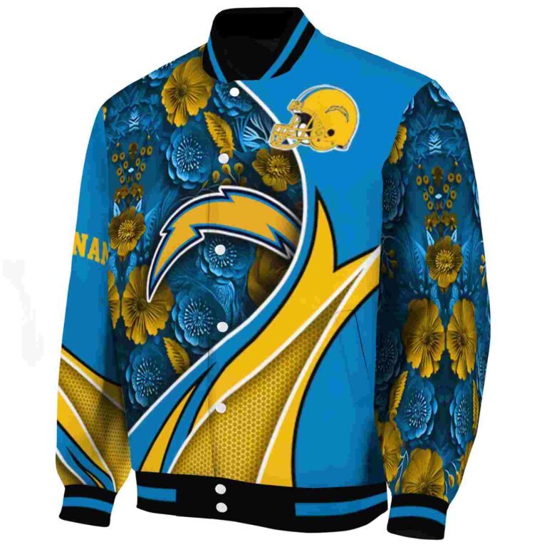 customized los angeles chargers floral print blue jacket best selling jacketwow