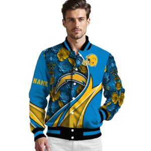 customized los angeles chargers floral print blue jacket high quality jacketwow