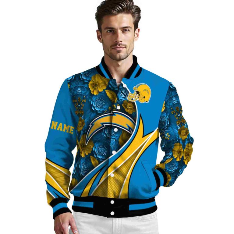 customized los angeles chargers floral print blue jacket high quality jacketwow