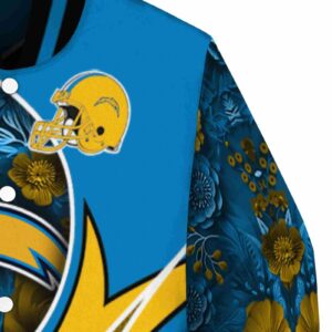customized los angeles chargers floral print blue jacket premium grade jacketwow