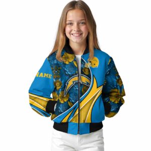 customized los angeles chargers floral print blue jacket top rated jacketwow