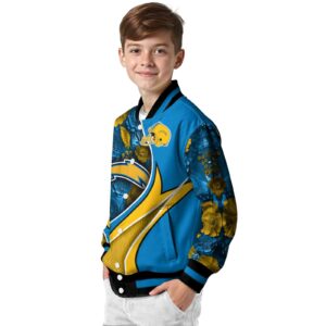 customized los angeles chargers floral print blue jacket trendy jacketwow