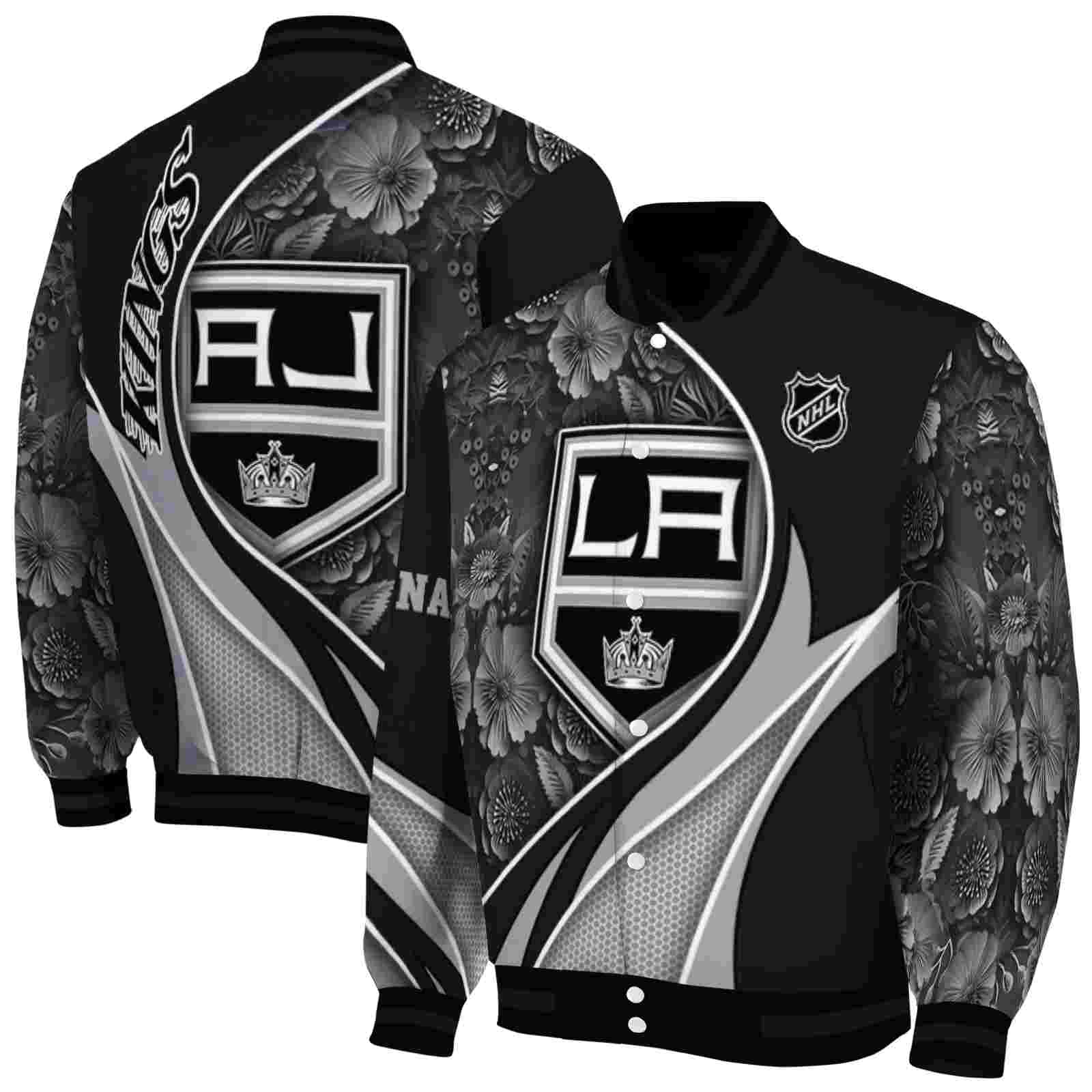 customized los angeles kings floral print black jacket fashion forward jacketwow customized los angeles kings floral print black jacket fashion forward jacketwow