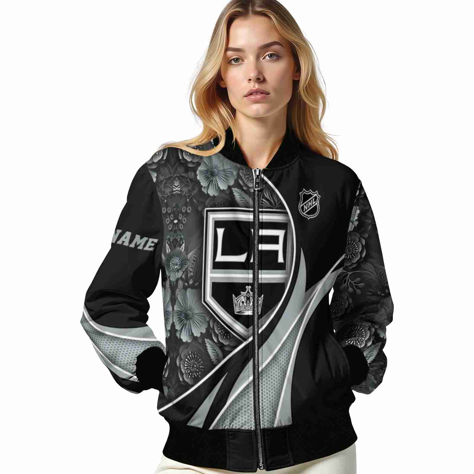customized los angeles kings floral print black jacket latest model jacketwow customized los angeles kings floral print black jacket latest model jacketwow