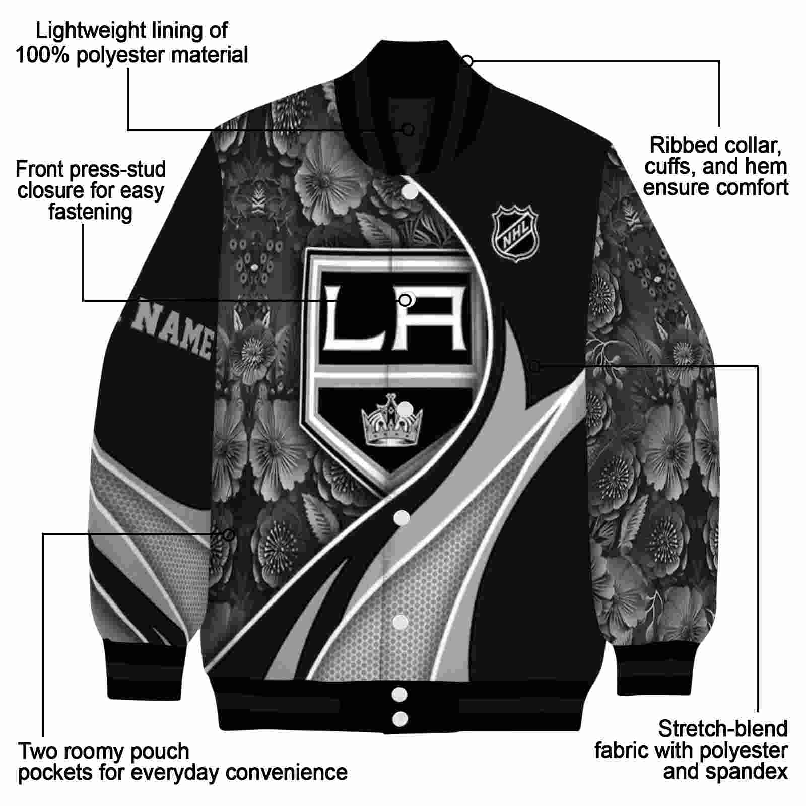 customized los angeles kings floral print black jacket new arrival jacketwow customized los angeles kings floral print black jacket new arrival jacketwow