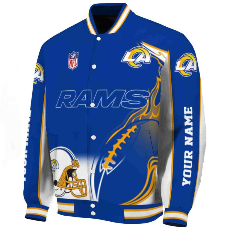 customized los angeles rams flaming football blue white jacket best selling jacketwow