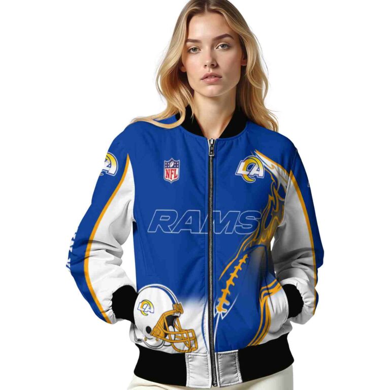 customized los angeles rams flaming football blue white jacket latest model jacketwow
