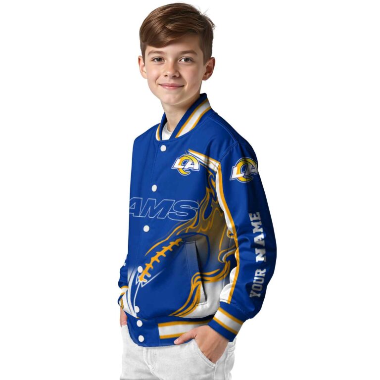 customized los angeles rams flaming football blue white jacket trendy jacketwow