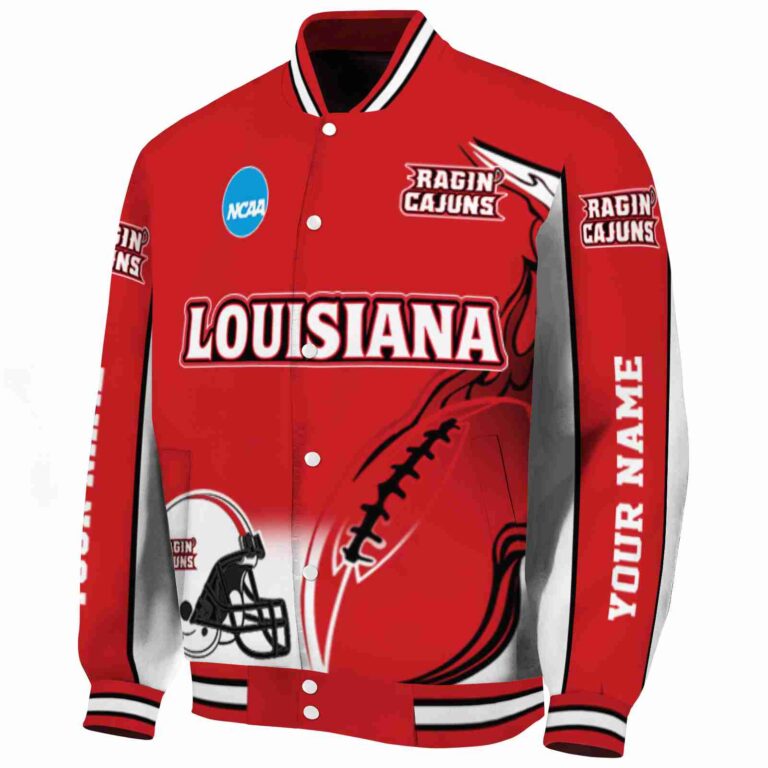 customized louisiana ragin cajuns flaming football red white jacket best selling jacketwow