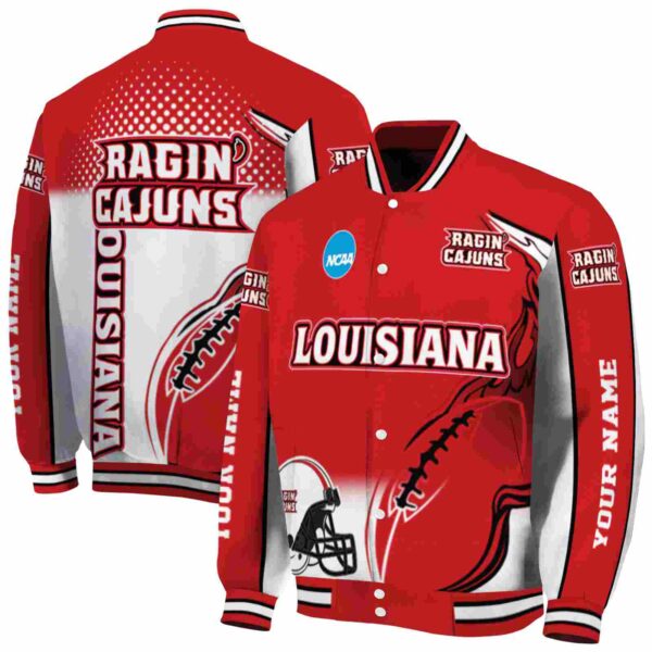 customized louisiana ragin cajuns flaming football red white jacket fashion forward jacketwow
