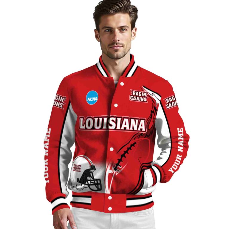 customized louisiana ragin cajuns flaming football red white jacket high quality jacketwow