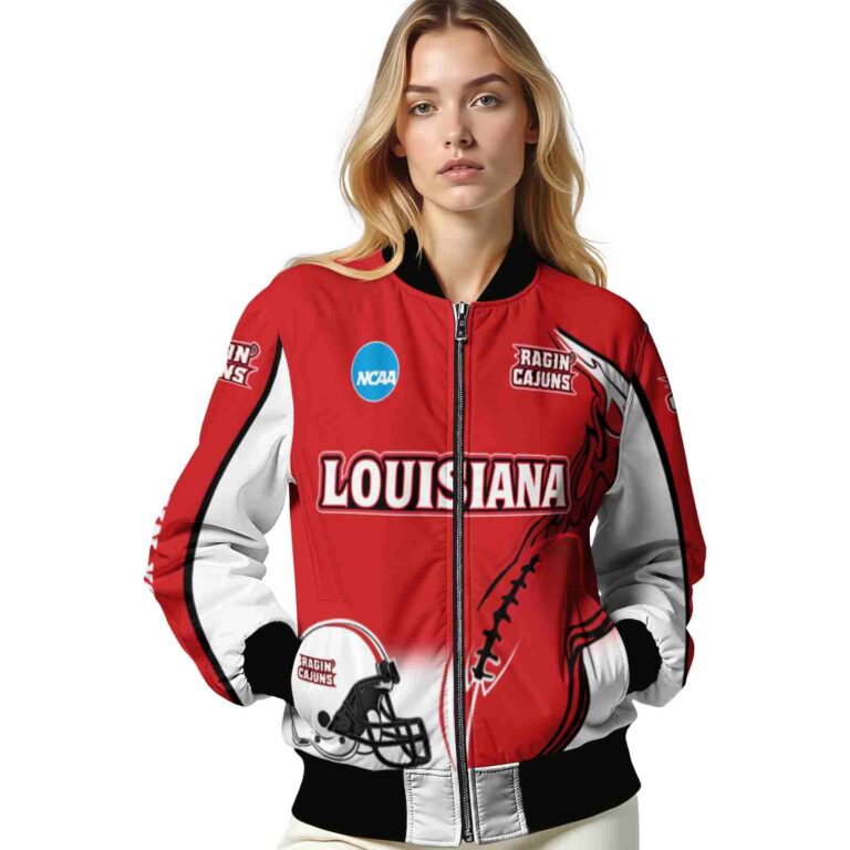 customized louisiana ragin cajuns flaming football red white jacket latest model jacketwow