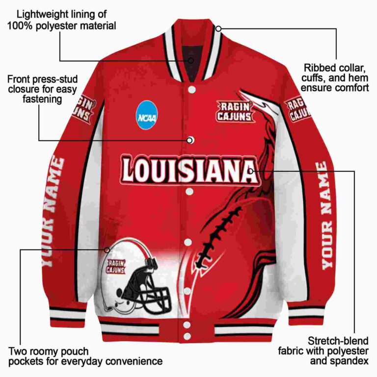 customized louisiana ragin cajuns flaming football red white jacket new arrival jacketwow