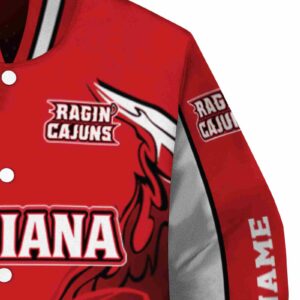 customized louisiana ragin cajuns flaming football red white jacket premium grade jacketwow