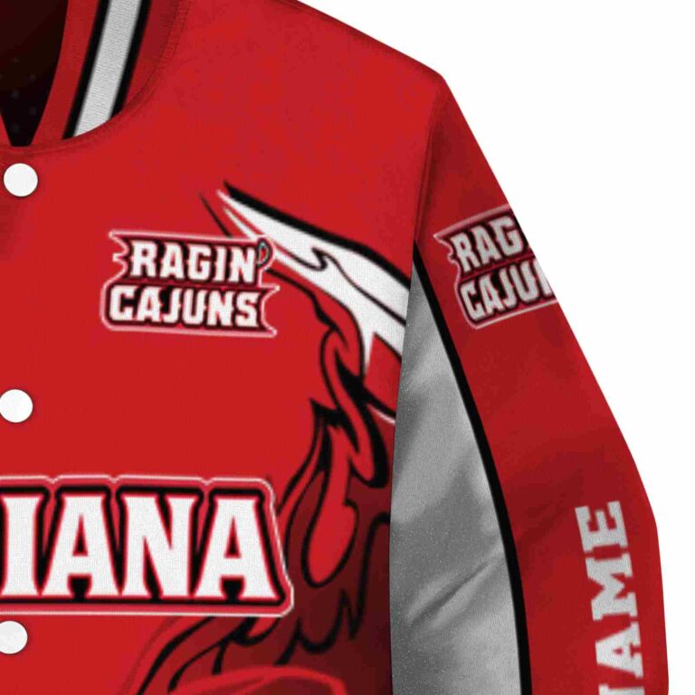 customized louisiana ragin cajuns flaming football red white jacket premium grade jacketwow