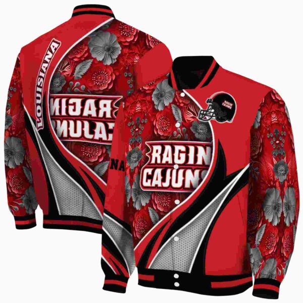 customized louisiana ragin cajuns floral print red jacket fashion forward jacketwow