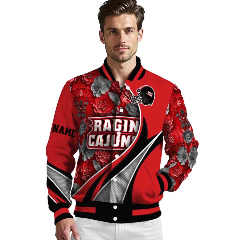 customized louisiana ragin cajuns floral print red jacket high quality jacketwow
