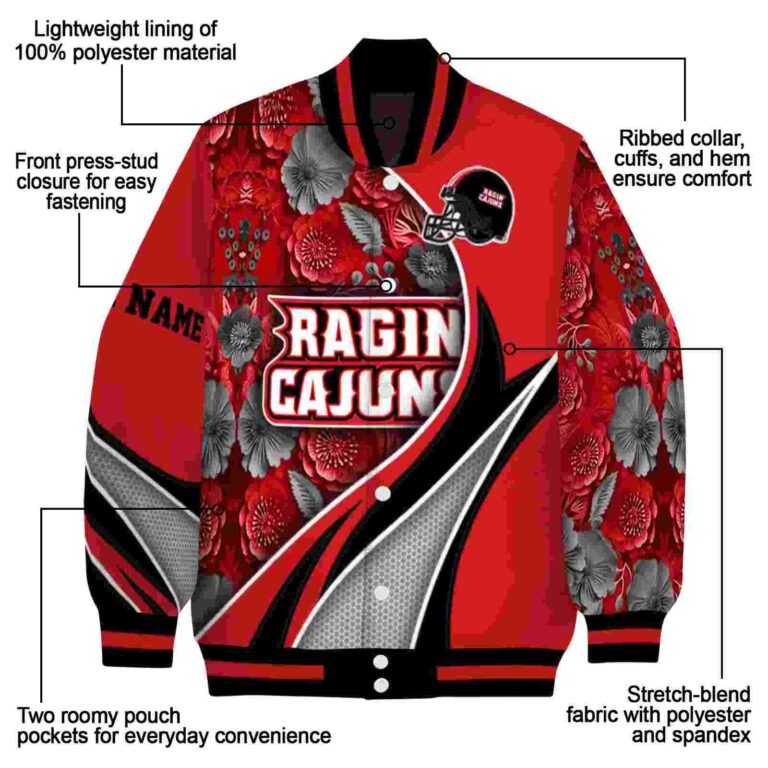 customized louisiana ragin cajuns floral print red jacket new arrival jacketwow