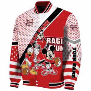 customized louisiana ragin cajuns mickey donald goofy red white jacket best selling jacketwow
