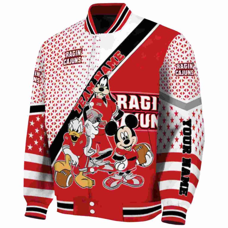 customized louisiana ragin cajuns mickey donald goofy red white jacket best selling jacketwow