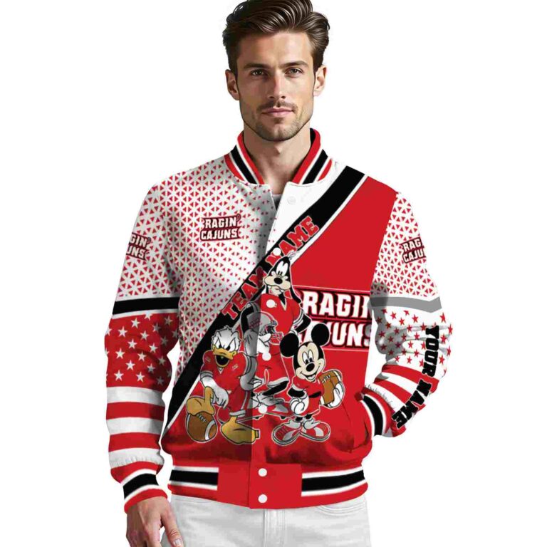 customized louisiana ragin cajuns mickey donald goofy red white jacket high quality jacketwow