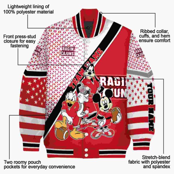 customized louisiana ragin cajuns mickey donald goofy red white jacket new arrival jacketwow