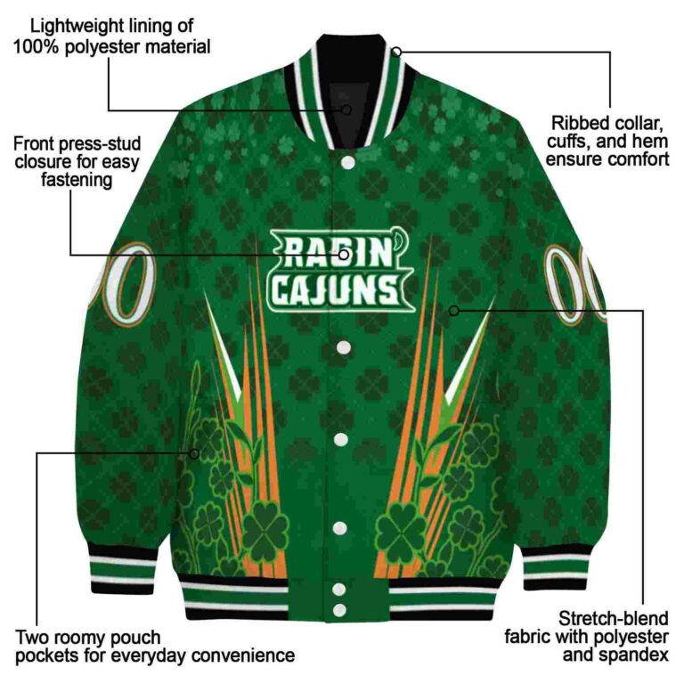 customized louisiana ragin cajuns shamrock pattern green jacket new arrival jacketwow