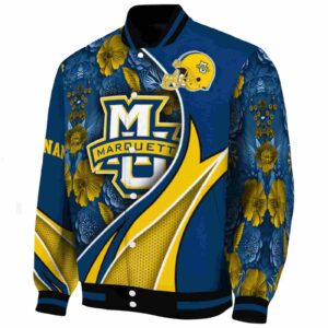 customized marquette golden eagles floral print blue jacket best selling jacketwow